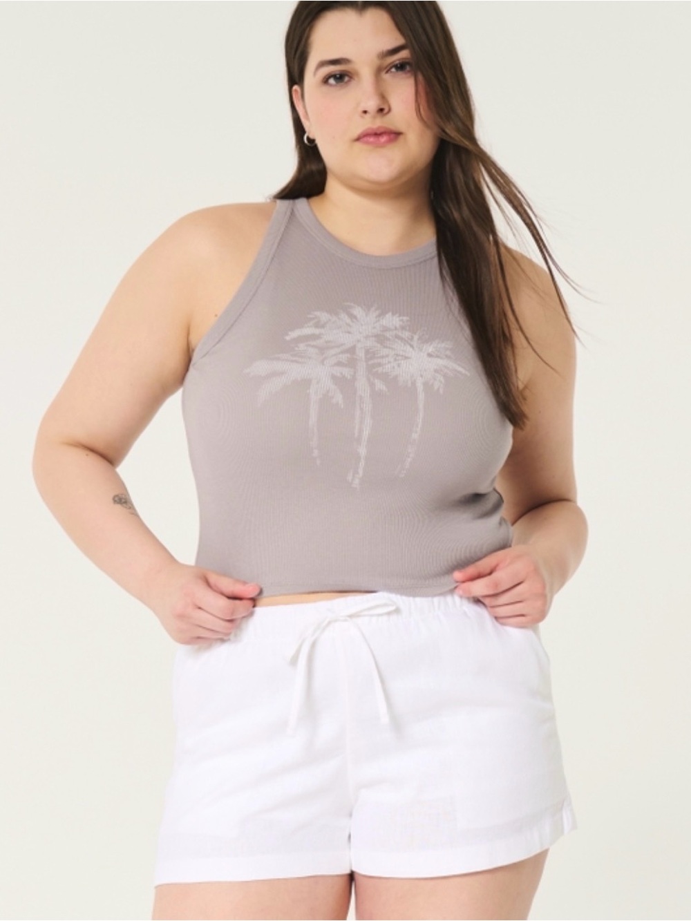 NWT Hollister Palm Tree Graphic Ribbed Tank Top Brown Size M